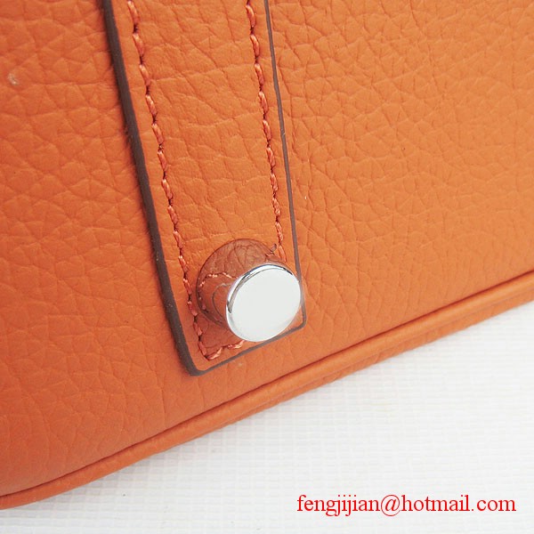 Hermes Birkin 35cm Tendon Veins Leather Bag Orange Silver Hardware